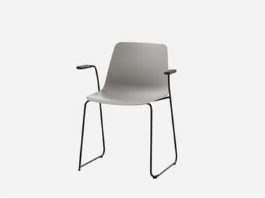 VARYA - Sled base polypropylene chair with armrests by Inclass