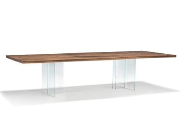 VERO - T GLASS - Rectangular solid wood table by Arte Brotto