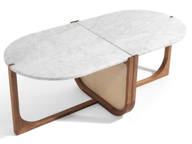 VIENNA - Marble and wooden high side table by Visionnaire