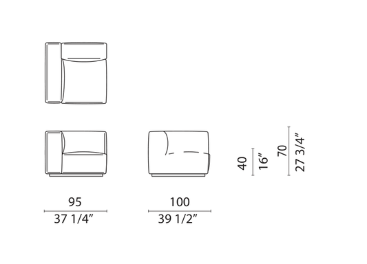OBLONG PLUS - Corner Short End Left module drawing