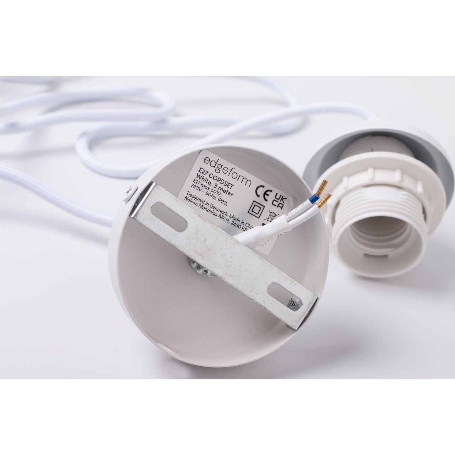 Edgeform E27 Cable Set for Pendant With Rosette 300 cm White
