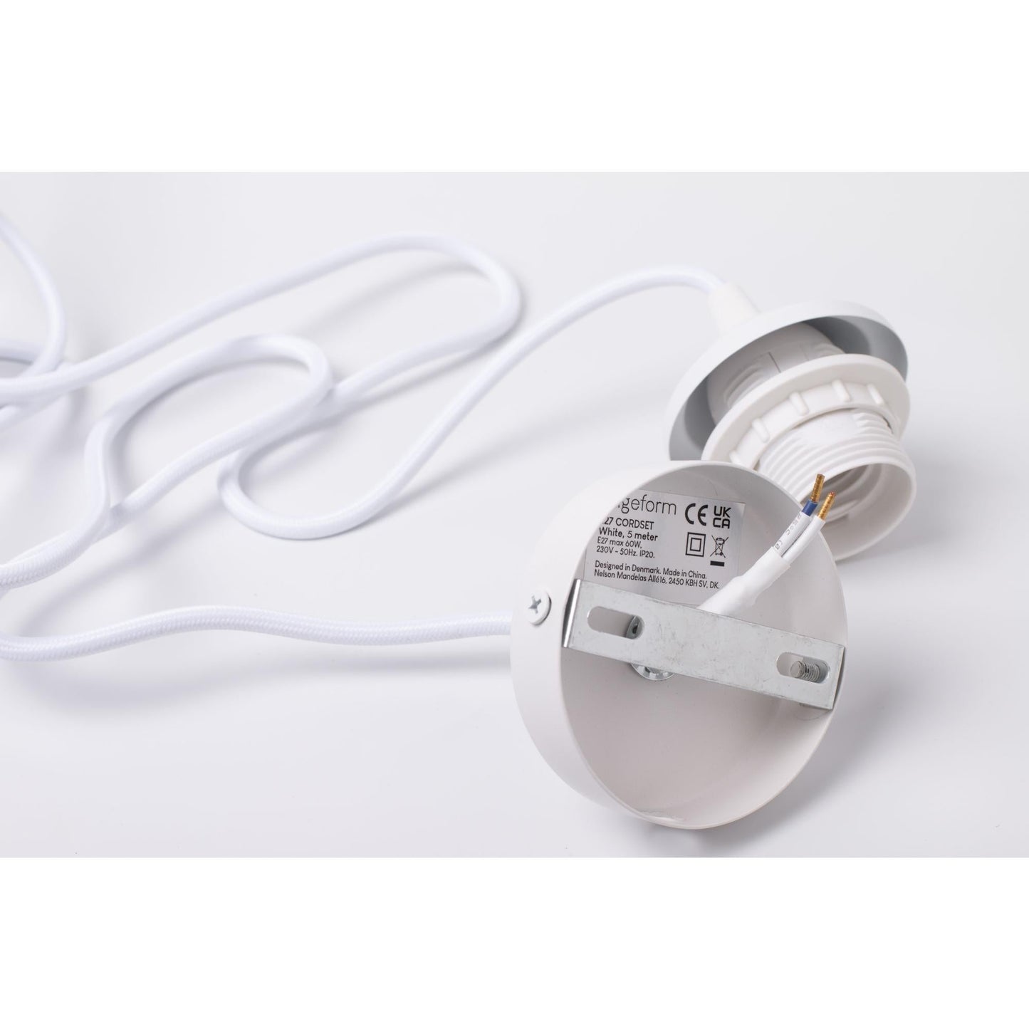 Edgeform E27 Cable Set for Pendant With Rosette 500 cm White