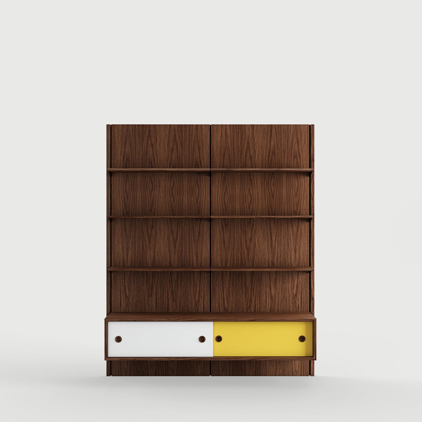 Panel System 2B - Walnut / White / Yellow
