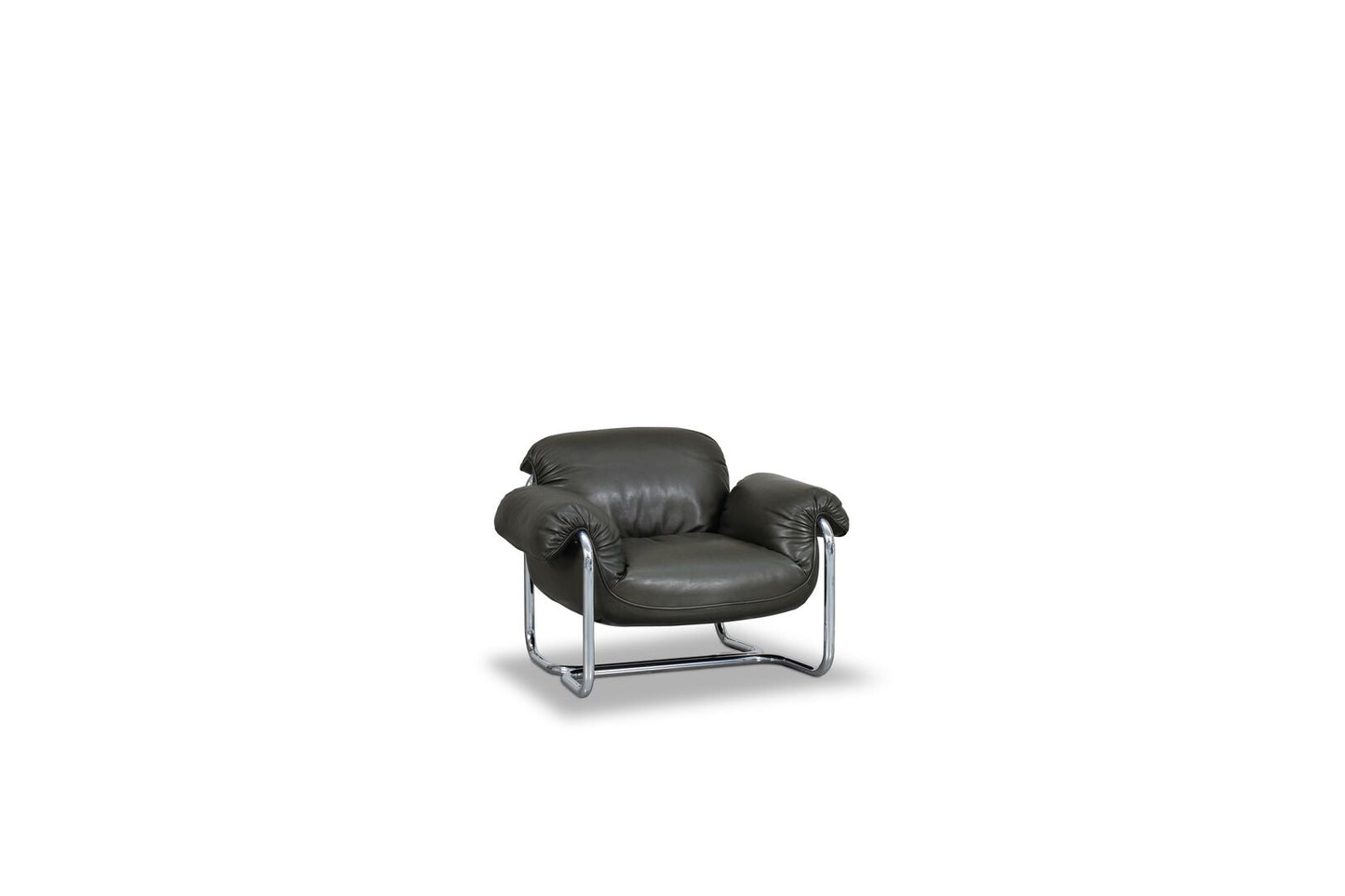 Baxter SO GOOD Armchair — Studiopepe design · 크롬 튜브형 메탈 프레임과 가죽 시트
