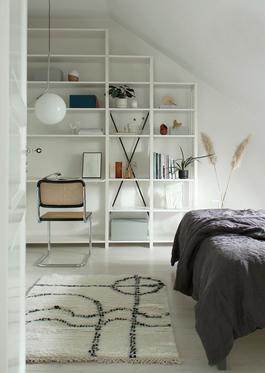 Classic shelf with working space, white