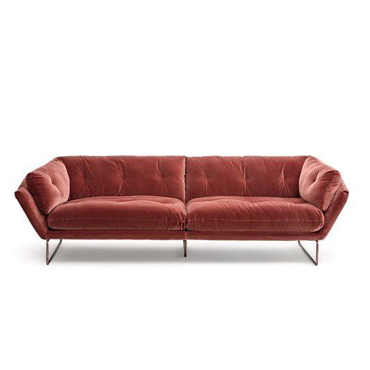 Saba Italia 'New York Suite' Sled Base Sofa: Urban Lounge Created by Quilted Cushions and Hexagonal Frame