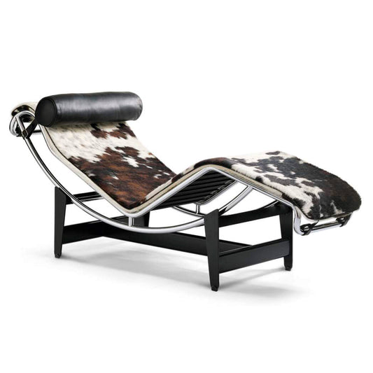 Cassina LC4 Per Leather 'Durable' Hair-on Version: A Reinterpretation with Texture on the Continuous Adjustment Chaise Longue