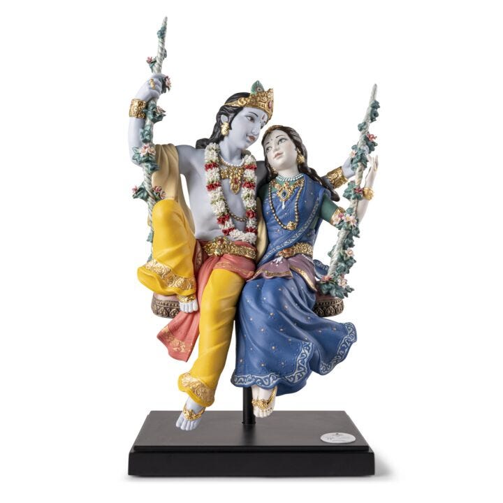 Radha Krishna on a Swing Sculpture by Lladró