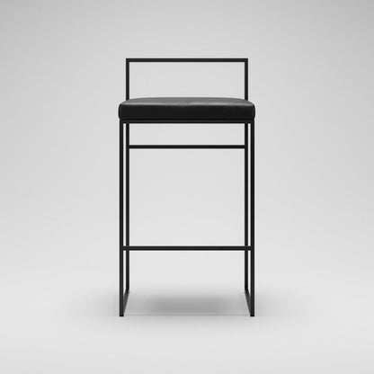 Department Bar Stool with Backrest 80 cm Black/Black Leather