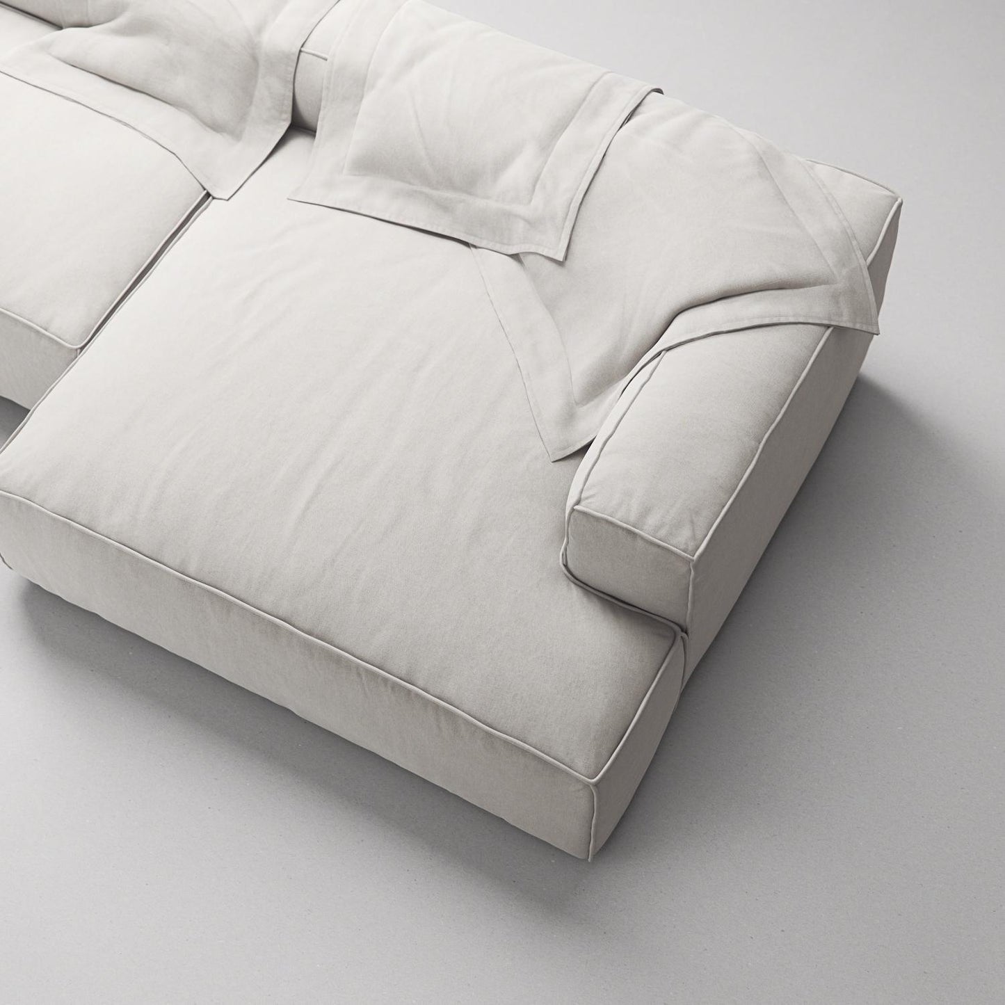 Decotique Grand 3-Seater Sofa Chaise Longue Right Moonwhite
