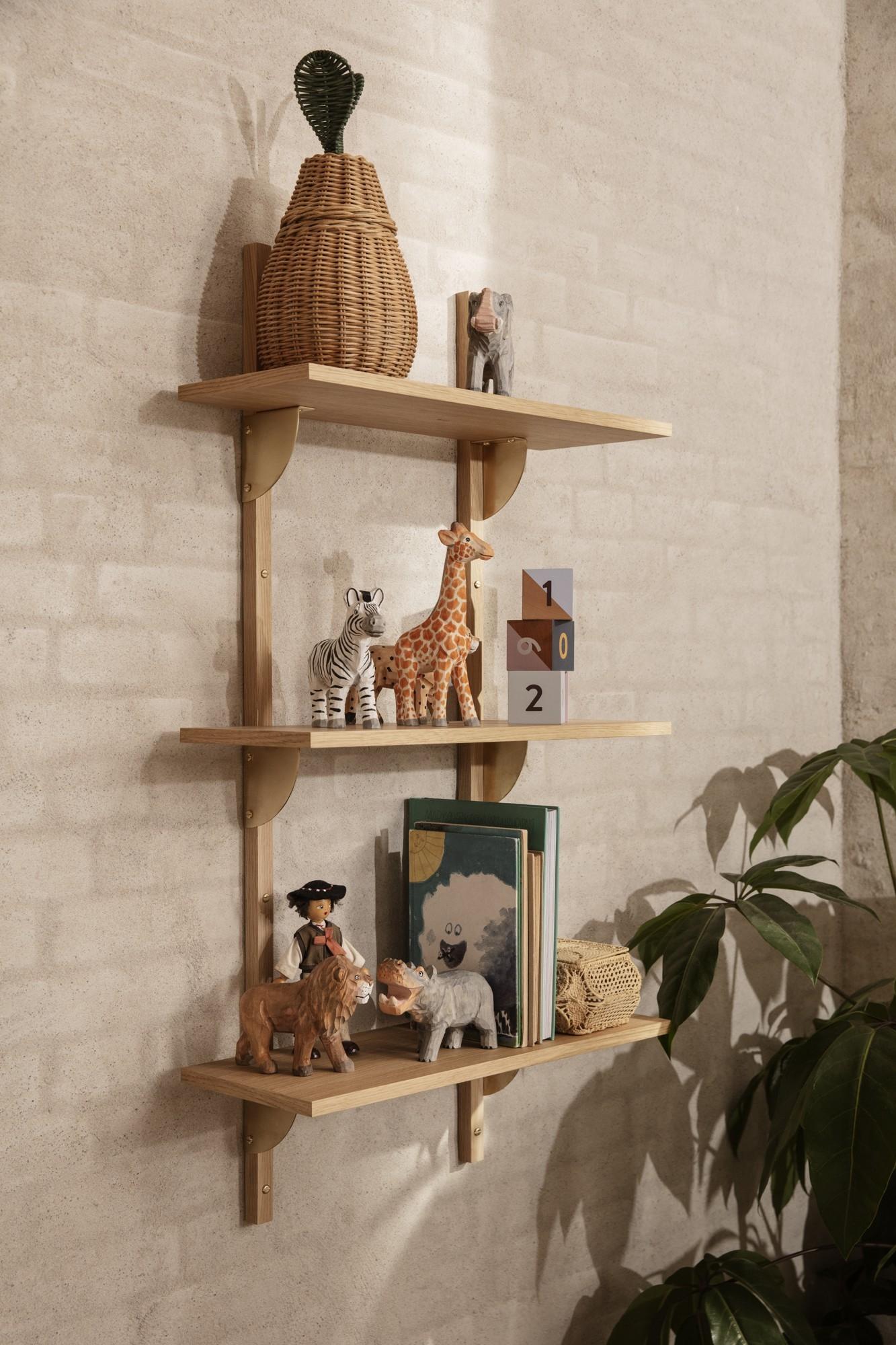 Ferm Living Sector Shelf Triple Wide Oak/ Brass