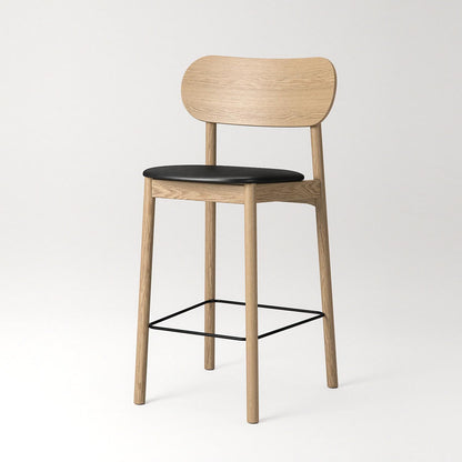 Decotique Elephant Bar Stool Natural Oak/Black Leather