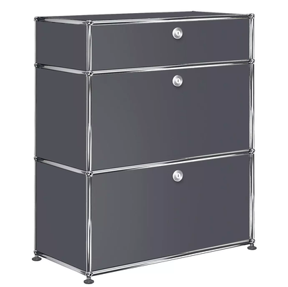 1x3 Modular Metal Highboard with 3 doors [W750XD350XH(350+350+175)] by Usm #Anthracite [RAL 7016]