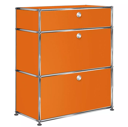 1x3 Modular Metal Highboard with 3 doors [W750XD350XH(350+350+175)] by Usm #Pure Orange [RAL 2004]