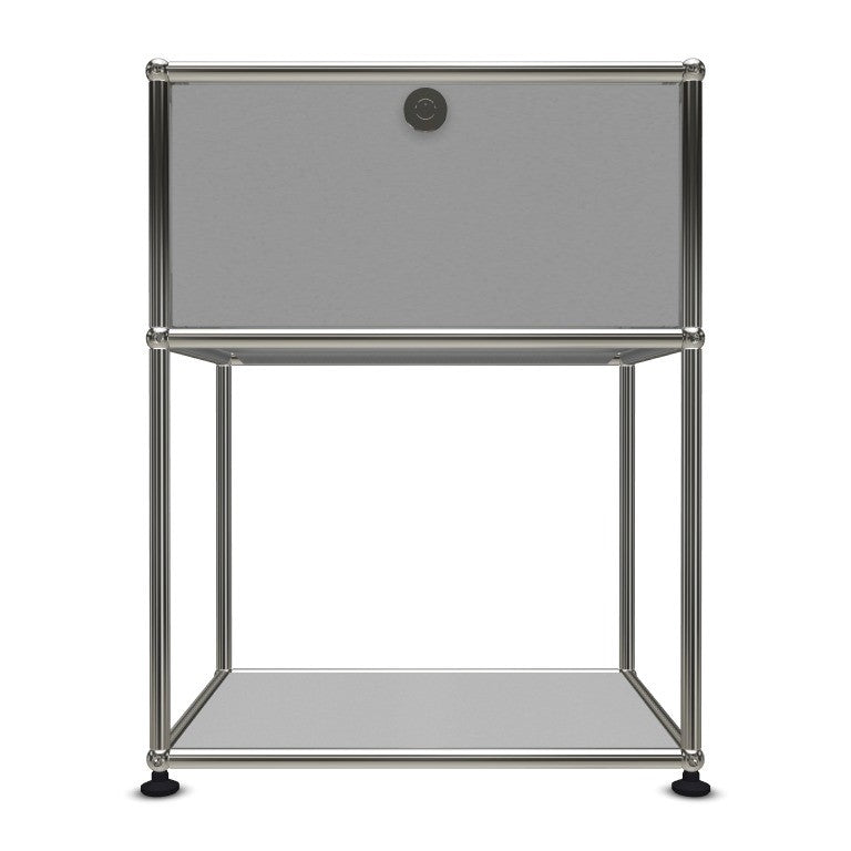 1x2 Modular Metal Sideboard with 1 top door & 1 pannel [W500XD350XH(395+250)] by Usm #USM Matte Silver