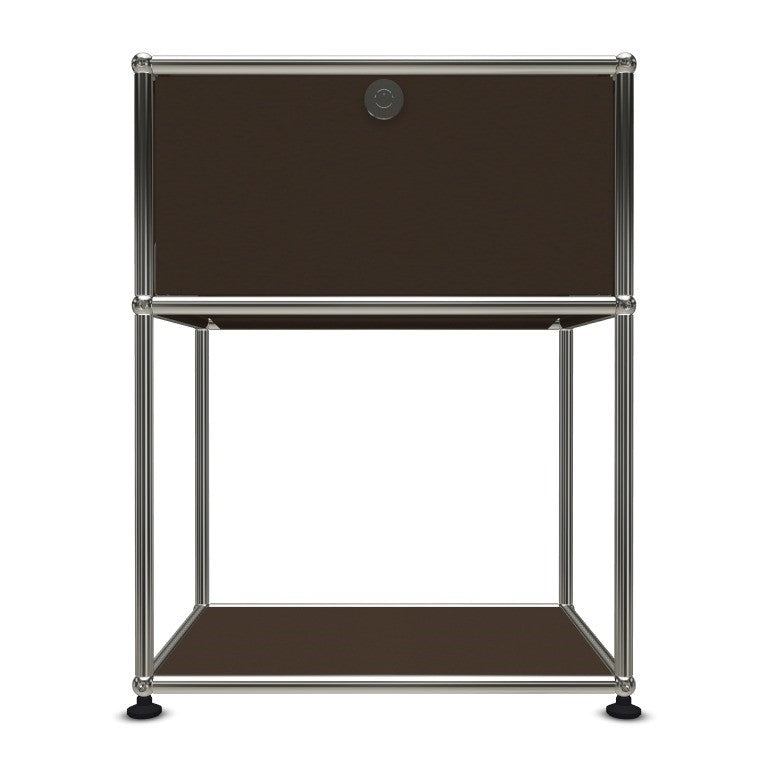 1x2 Modular Metal Sideboard with 1 top door & 1 pannel [W500XD350XH(395+250)] by Usm #USM Brown