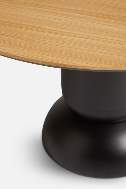 Ludo dining table, 130 cm, black - white pigmented lacquered oak