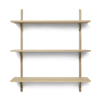 Ferm Living Sector Shelf Triple Wide Oak/ Brass