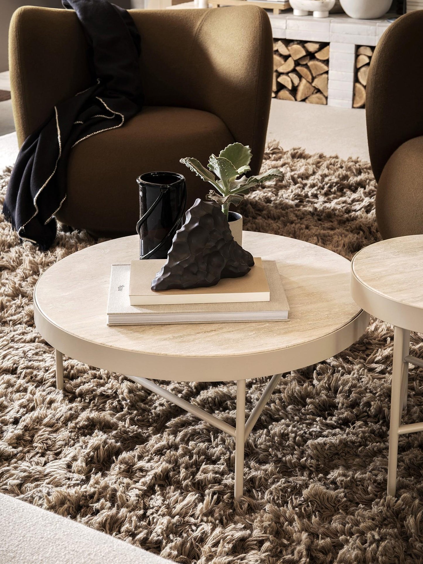 Ferm Living Travertine Coffee Table Large Cashmere