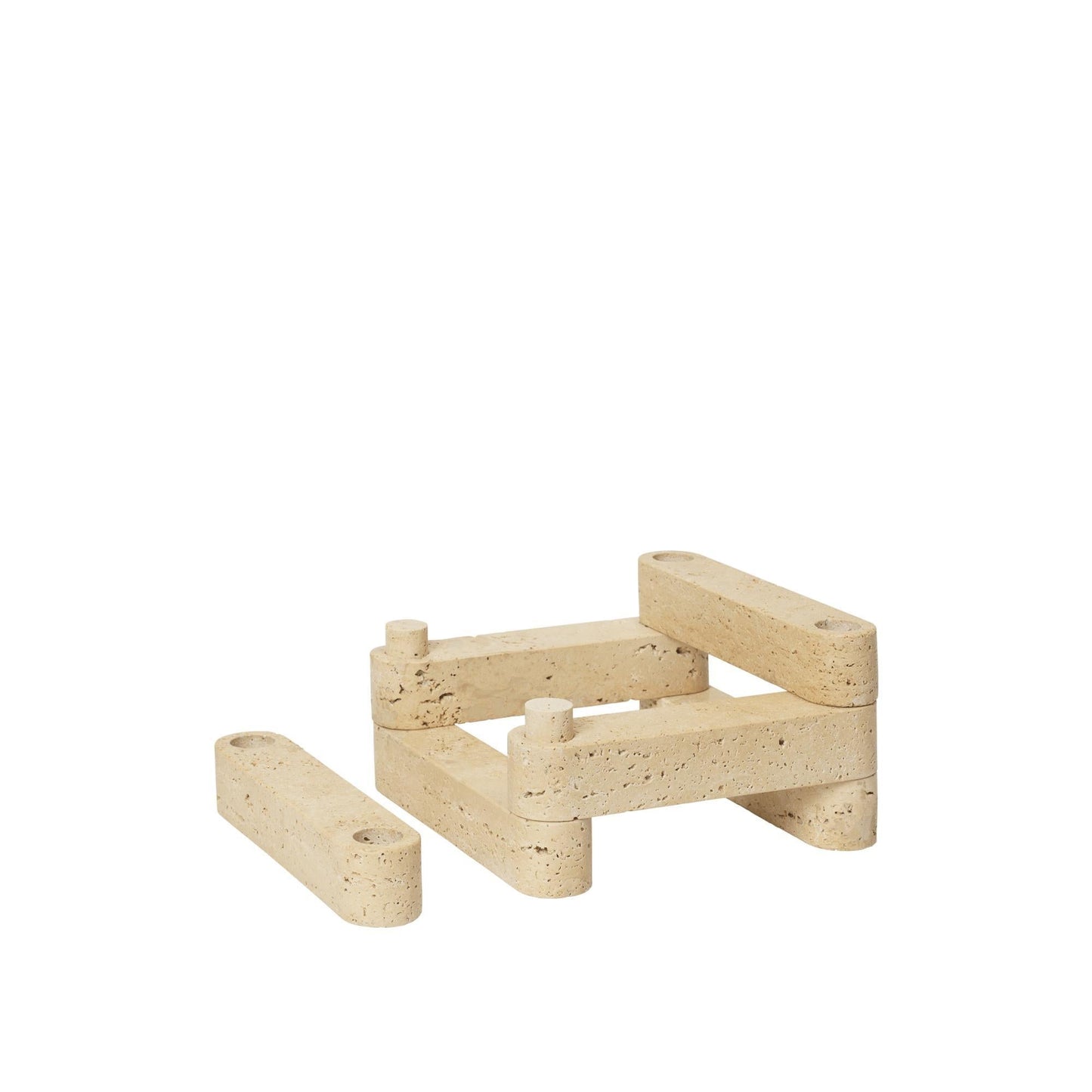 Ferm Living x Utzon Can Lis Newel Modular Candlestick Set Travertine