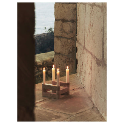 Ferm Living x Utzon Can Lis Newel Modular Candlestick Set Travertine