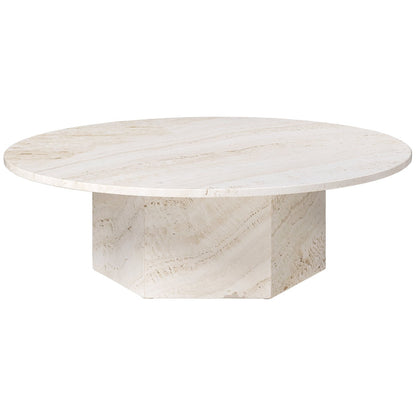 Epic coffee table, round, 110 cm, white travertine