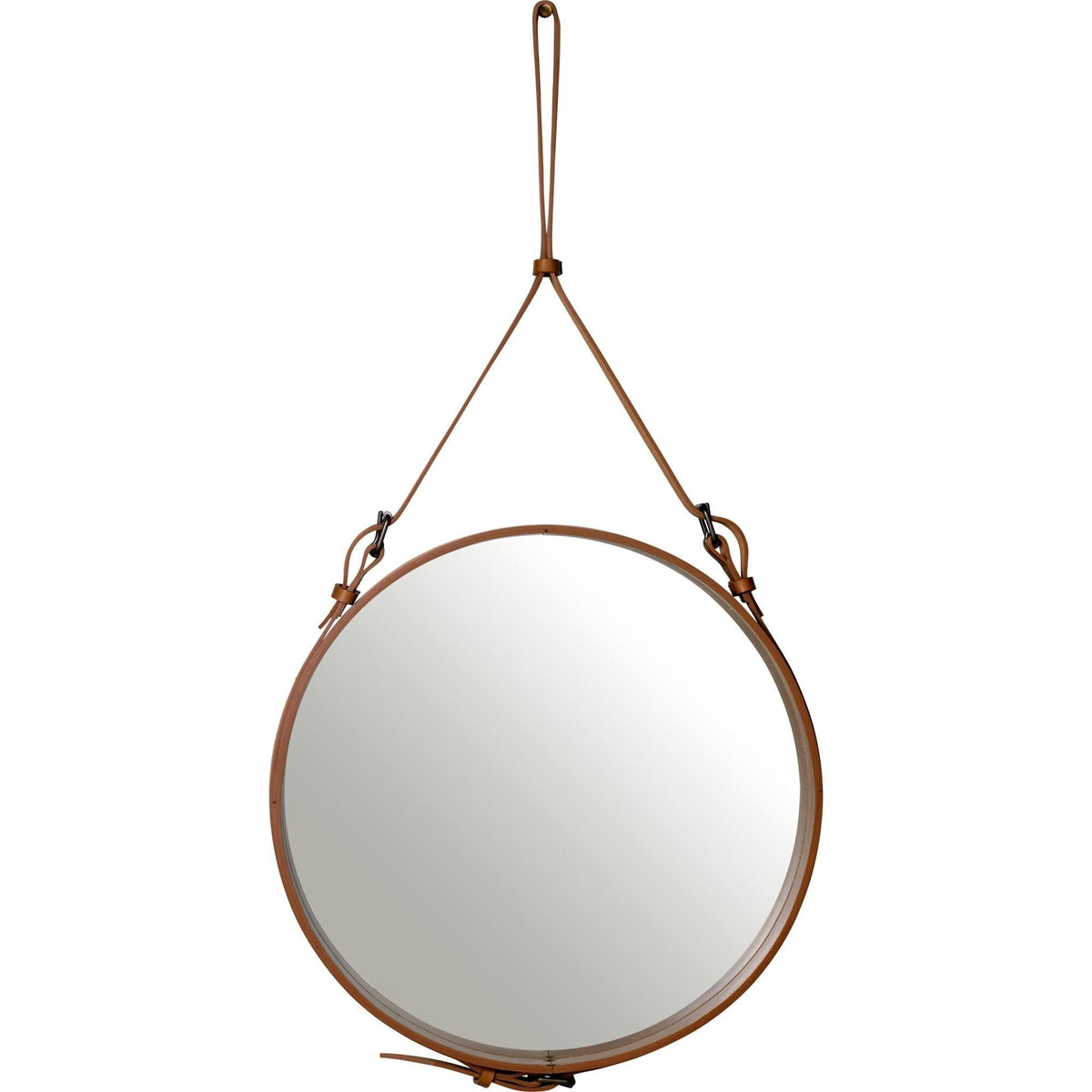 Adnet Wall Mirror Circular Tan Leather Ø58 cm