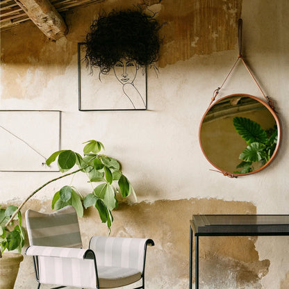 Adnet Wall Mirror Circular Tan Leather Ø58 cm