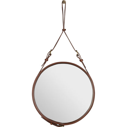 Adnet Wall Mirror Circular Black Leather Ø45 cm