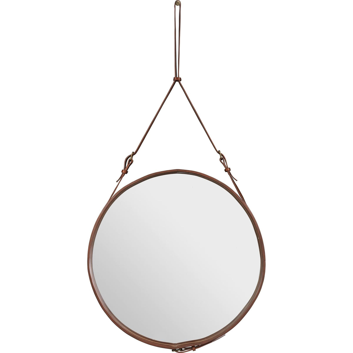 Adnet Wall Mirror Circular Black Leather Ø70 cm