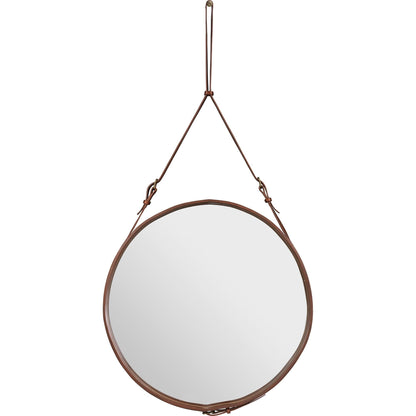 Adnet Wall Mirror Circular Black Leather Ø70 cm