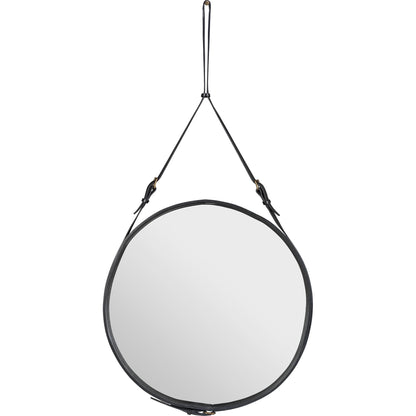 Adnet Wall Mirror Circular Black Leather Ø70 cm