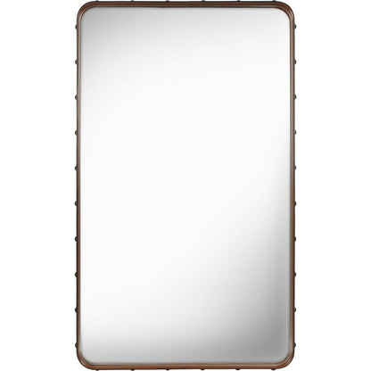 Adnet Wall Mirror Rectangular Black Leather 65 x 115 cm