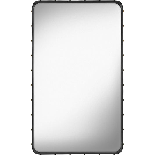 Adnet Wall Mirror Rectangular Black Leather 65 x 115 cm