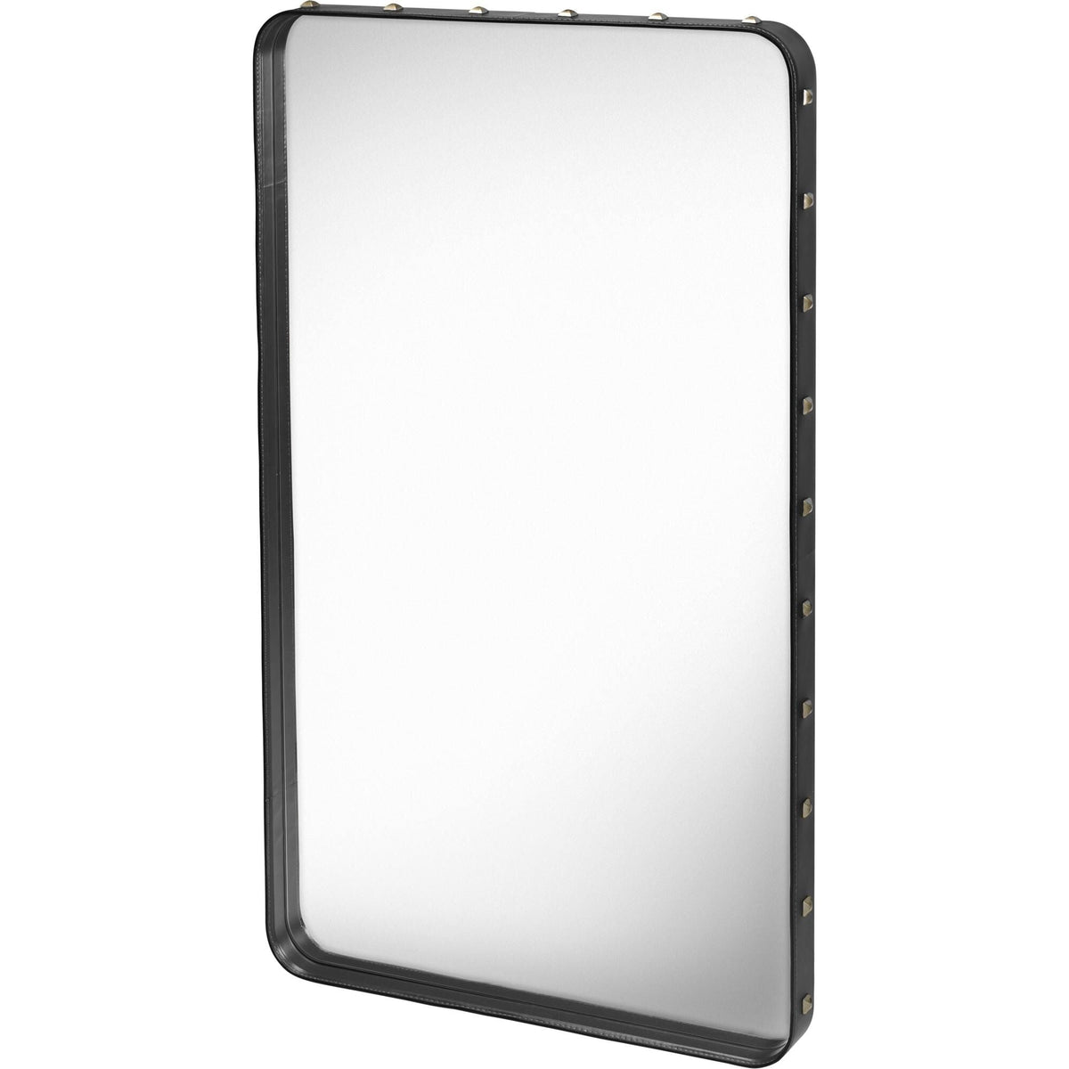 Adnet Wall Mirror Rectangular Black Leather 65 x 115 cm