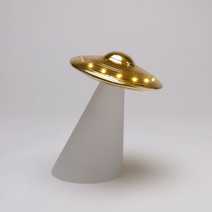 LED Resin Dimmable Table Lamp Roswell Lamp by Seletti #White & Gold