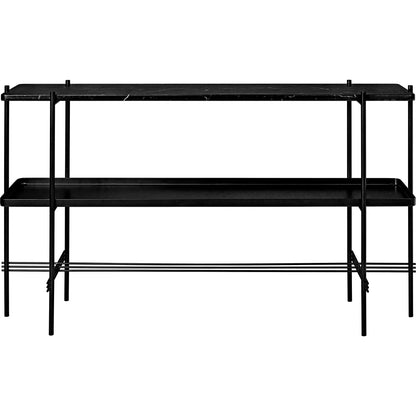 TS Console Table H72 cm with 2 Shelves and Tray Black/ Black Marquina Marble
