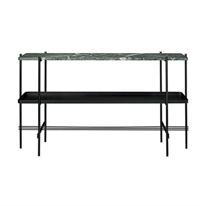 TS Console Table 120x72 With Shelf & Tray Black/ Gray Emperador Marble