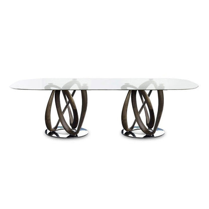 INFINITY - Oval Table with 2 Base (Glass)