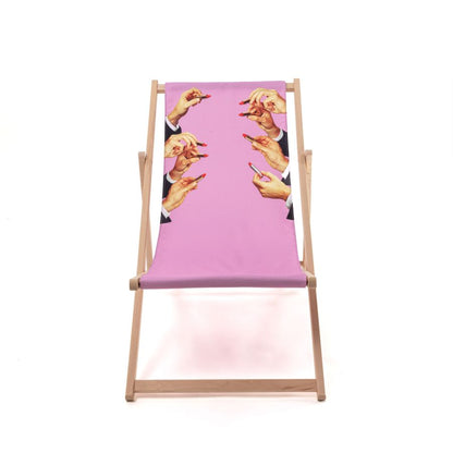 beech wood Deck Chair Lipstick by Seletti #Pink