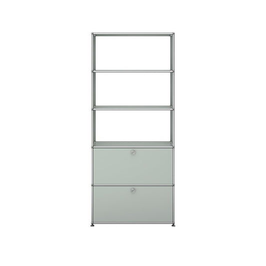 1x5 Modular Metal Shelving System with 2 bottom doors & 3-3-3 pannels [W750XD350XH(350+350+350+350+350)] by Usm #Light Gray [RAL 7035]