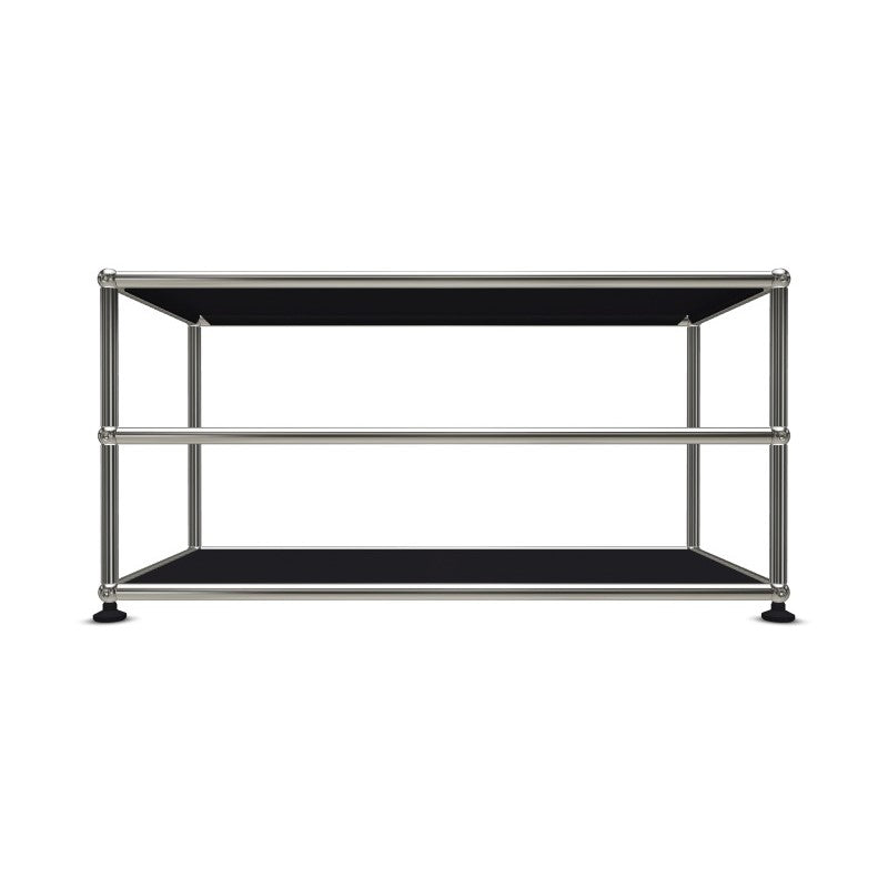 1x2 Modular Metal Sidetable with 2-1 pannels [W750XD350XH(175+175)] by Usm #Graphite Black [RAL 9011]