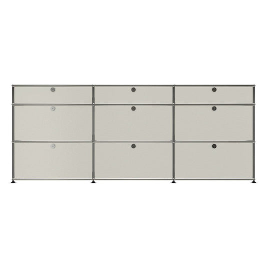3x3 Modular Metal Sideboard with 9 doors [W(750+750+750)XD350XH(350+350+175)] by Usm #Pure White [RAL 9010]