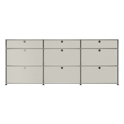 3x3 Modular Metal Sideboard with 9 doors [W(750+750+750)XD350XH(350+350+175)] by Usm #Pure White [RAL 9010]