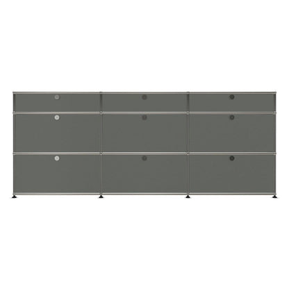 3x3 Modular Metal Sideboard with 9 doors [W(750+750+750)XD350XH(350+350+175)] by Usm #USM Mid-Gray
