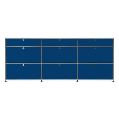 3x3 Modular Metal Sideboard with 9 doors [W(750+750+750)XD350XH(350+350+175)] by Usm #Gentian Blue [RAL 5010]