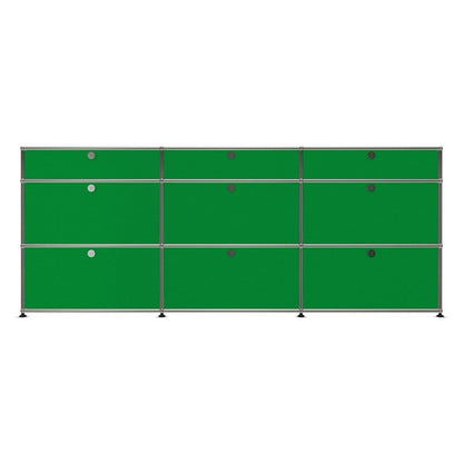 3x3 Modular Metal Sideboard with 9 doors [W(750+750+750)XD350XH(350+350+175)] by Usm #USM Green