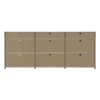 3x3 Modular Metal Sideboard with 9 doors [W(750+750+750)XD350XH(350+350+175)] by Usm #USM Beige