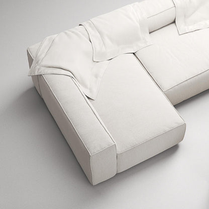Decotique Grand 4-Seater Sofa Divan Open End With Footstool Left Steam/ White