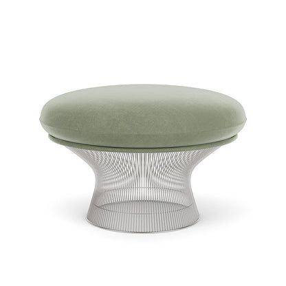Platner Ottoman (Frame - Polished Nickel / Upholstery Material - Knoll Velvet) by Knoll